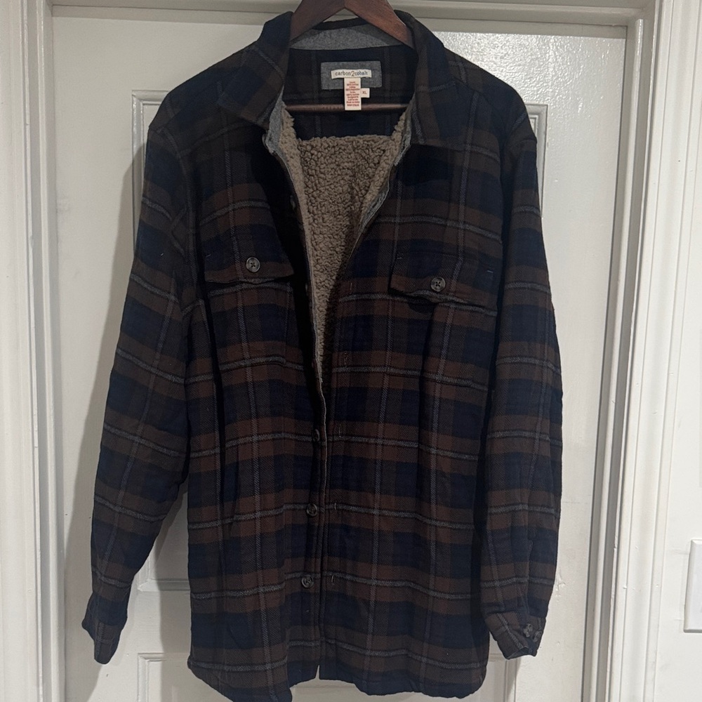 Men's Plaid Sherpa-Lined Shirt Jacket